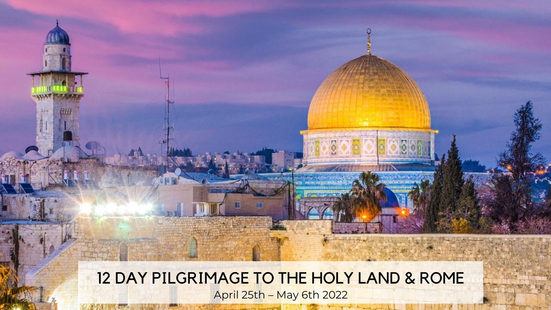 12 DAY PILGRIMAGE TO THE HOLY LAND & ROME 2022 campaign for human development